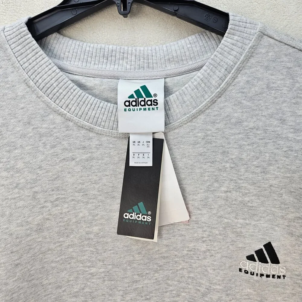 ADIDAS EQT MEN'S XXL OVERSIZED HEATHER GREY VINTAGE OG CREWNECK SWEATSHIRT NWT